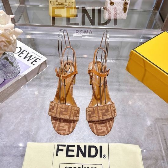 Fendi Lace-up Chunky Heel Sandals With Hardware Accents