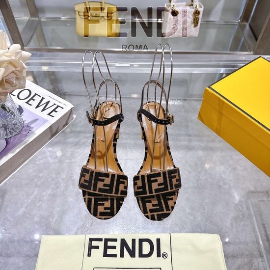 Fendi Lace-up Chunky Heel Sandals With Hardware Accents