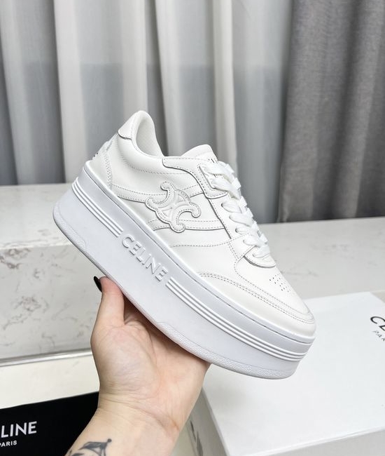 Celine Casual Leather Sneakers With Non-slip Rubber Sole