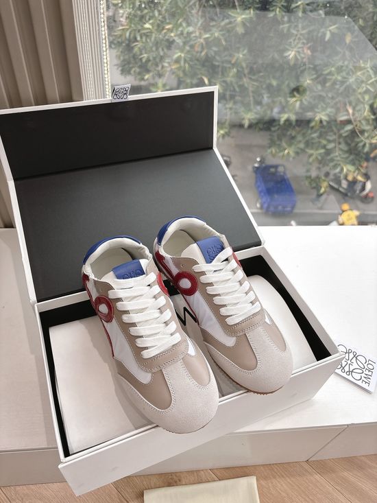 Loewe Minimalist Stitched Suede Leather Casual Comfort Sneakers