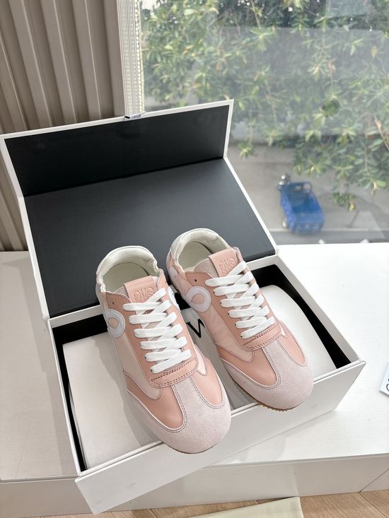 Loewe Minimalist Stitched Suede Leather Casual Comfort Sneakers