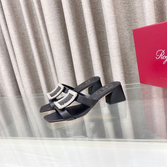 Roger Viver Leather Buckle Open Toe Sandals