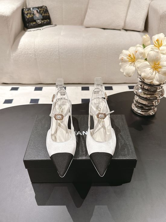 Chanel Pointed Toe Slingback Mary Jane Dress Sandals