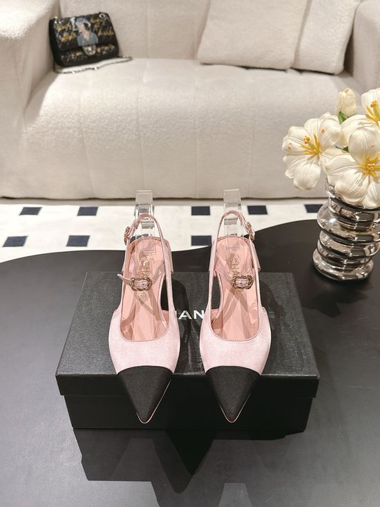 Chanel Pointed Toe Slingback Mary Jane Dress Sandals