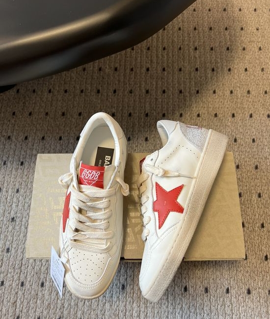 Golden Goose GGDB Rhinestone Decor Distressed Leather Platform Casual Sneakers
