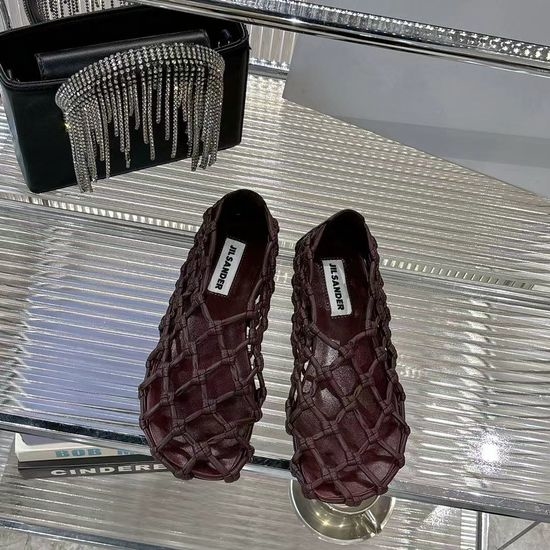 Jil Sanders Pointed Toe Woven Strap High Heel Sandals