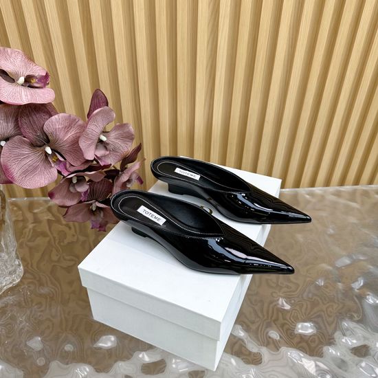 The Row Pointed Toe Wedge Slide Sandals Crocodile Leather