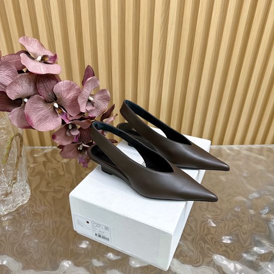 The Row Pointed Toe Wedge Slide Sandals Cow Leather