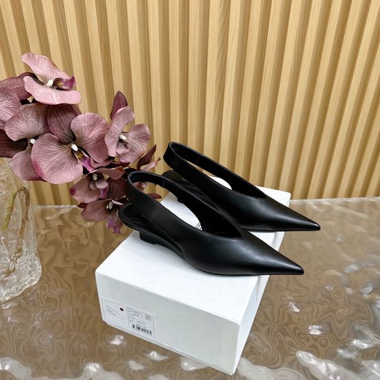 The Row Pointed Toe Wedge Slide Sandals Cow Leather