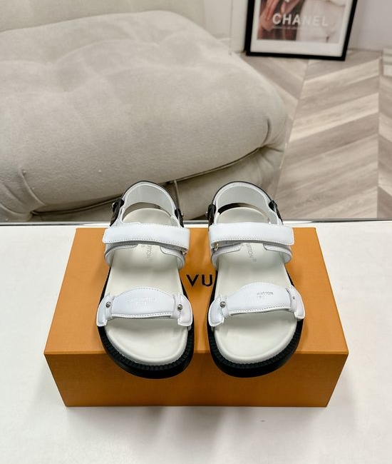 Louis Vuitton LV Premium Leather Cutout Decor Comfort Slides