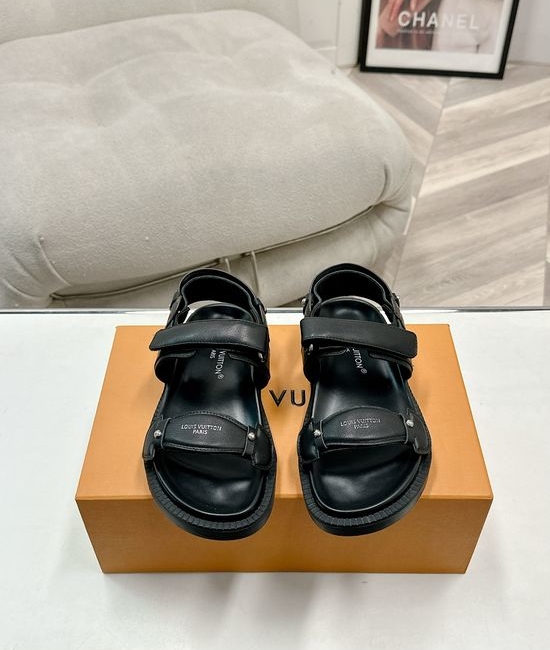 Louis Vuitton LV Premium Leather Cutout Decor Comfort Slides