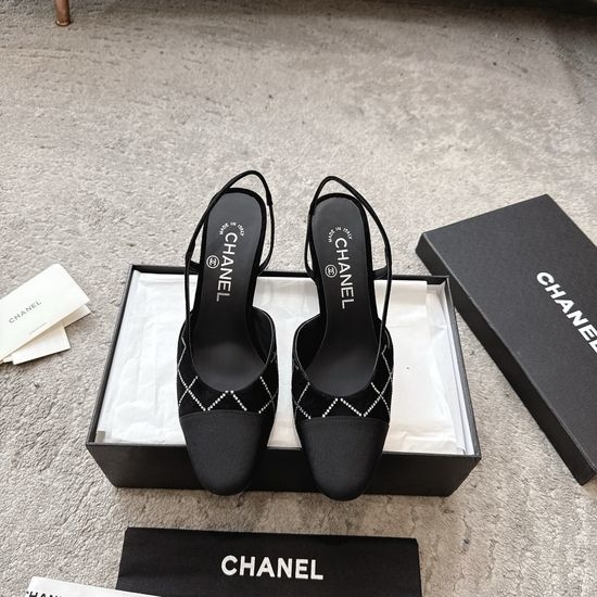 Chanel Rhinestone Decorated Satin Premium Comfortable Sandals