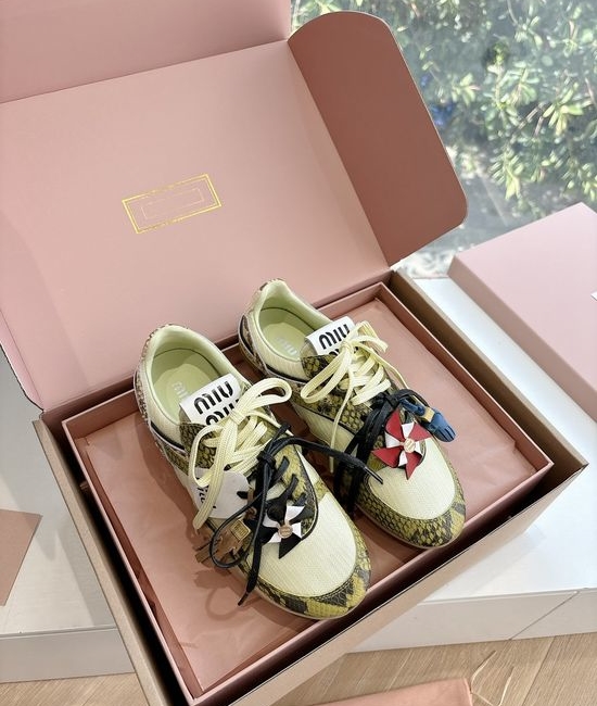 Miu Miu Breathable Mesh Lace Up Casual Daily Sneakers
