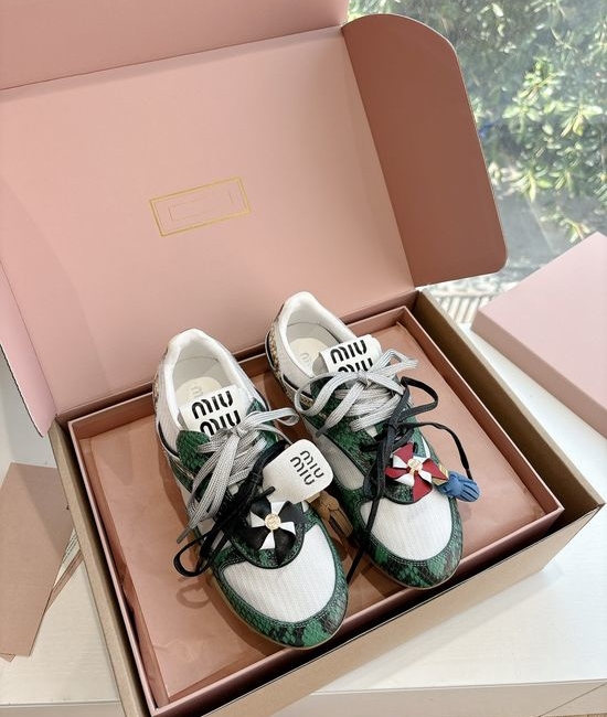 Miu Miu Breathable Mesh Lace Up Casual Daily Sneakers