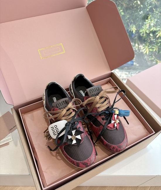 Miu Miu Breathable Mesh Lace Up Casual Daily Sneakers