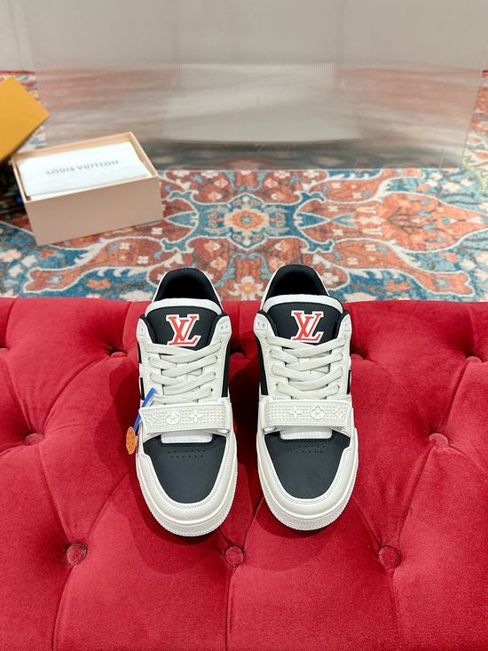 Louis Vuitton Perforated Leather Casual Skateboarding Retro Sneakers