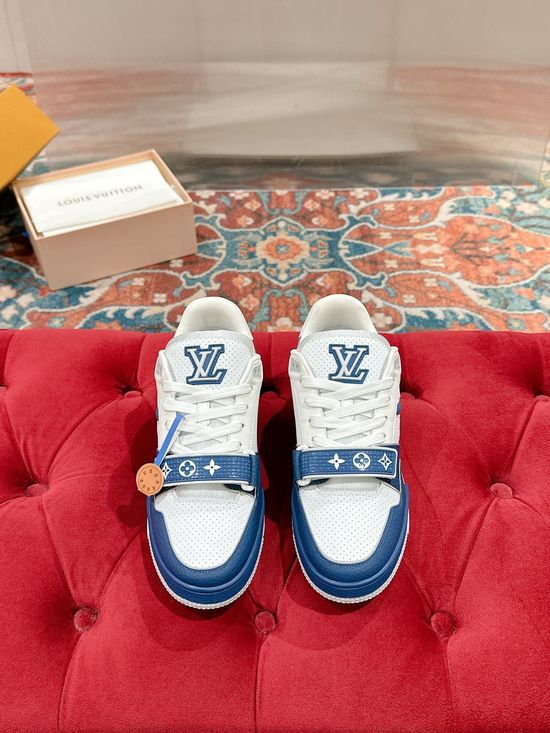 Louis Vuitton Perforated Leather Casual Skateboarding Retro Sneakers