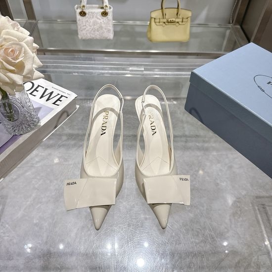 Prada Rhinestone Decor Polished Leather High Heel Sandals