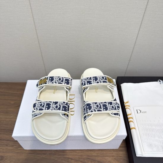 Christian Dior CD Soft Leather Comfort Sandals with Adjustable Magic Tape Straps