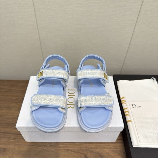 Christian Dior CD Soft Leather Comfort Sandals with Adjustable Magic Tape Straps