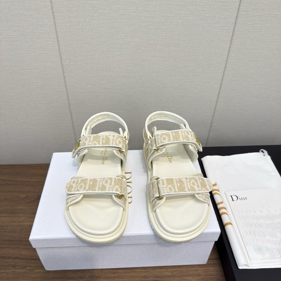 Christian Dior CD Soft Leather Comfort Sandals with Adjustable Magic Tape Straps