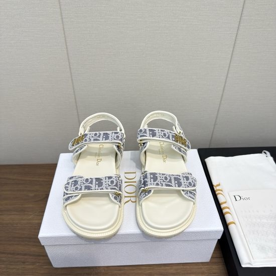 Christian Dior CD Soft Leather Comfort Sandals with Adjustable Magic Tape Straps