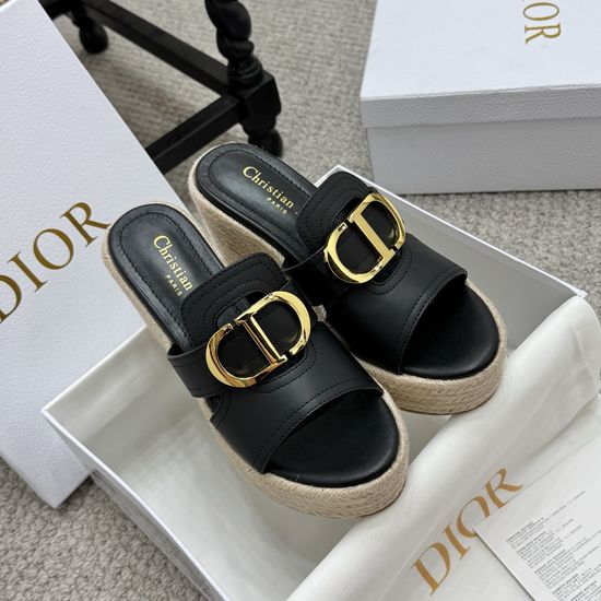 Christian Dior Comfortable Leather Wedge Sandals Premium Casual Daily Wear