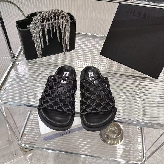 Jil Sanders Handwoven Soft Leather Hollow Out Comfortable Casual Slides