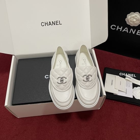 Chanel Vintage Quilted Buckle Leather Loafers