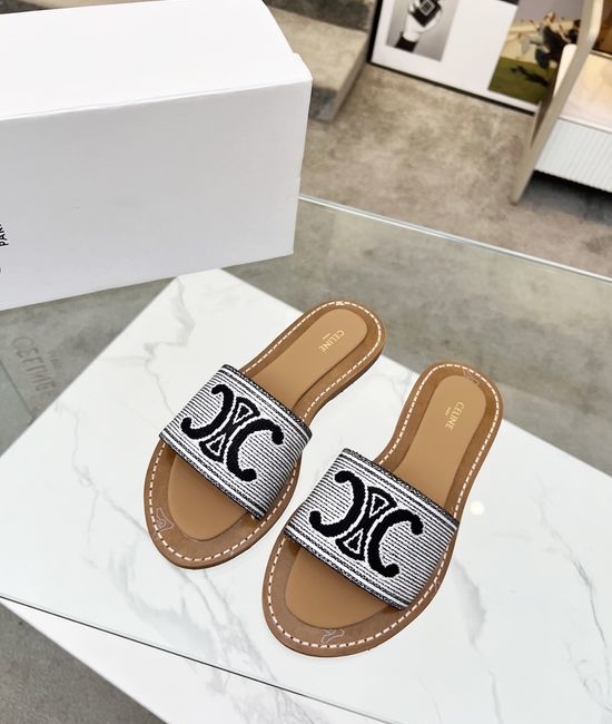 Celine Embroidery Comfortable Slide Slippers