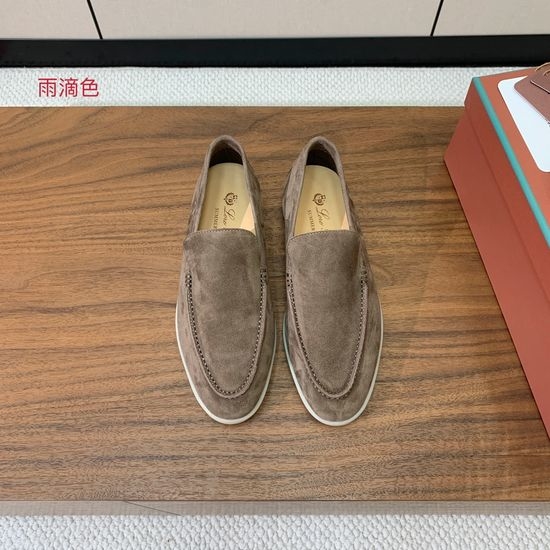 Loro Piana Suede Loafers Hand-Stitched Leather Sole Lined Shoes