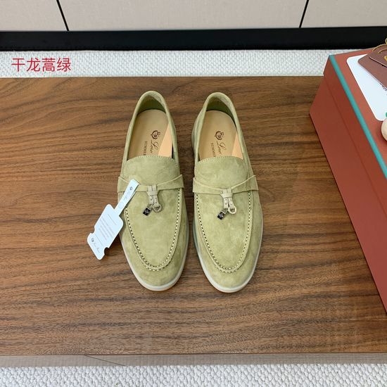 Loro Piana Suede Loafers Hand-Stitched Leather Sole Lined Shoes