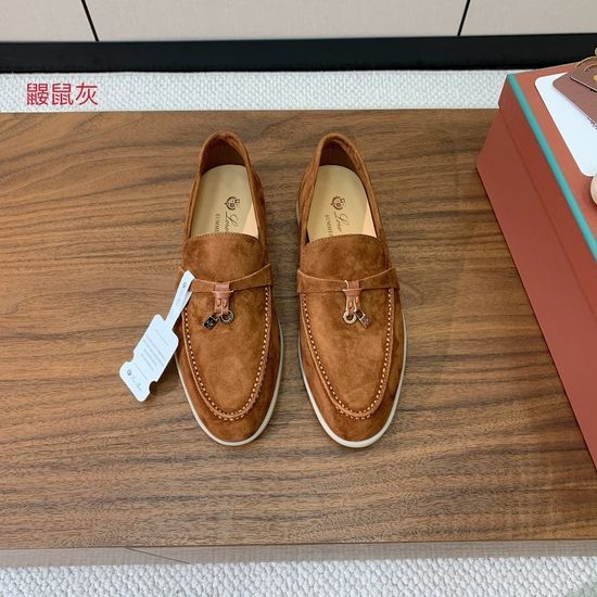Loro Piana Suede Loafers Hand-Stitched Leather Sole Lined Shoes