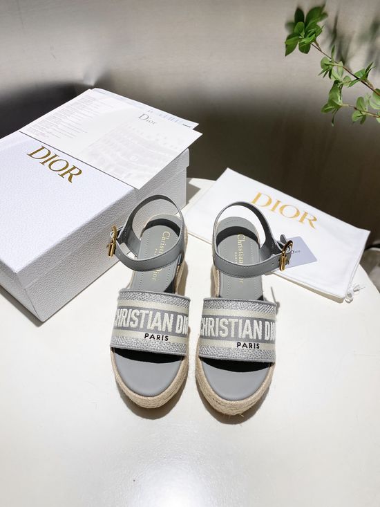Christian Dior Genuine Leather Wedge Sandals Premium Sheepskin Insole