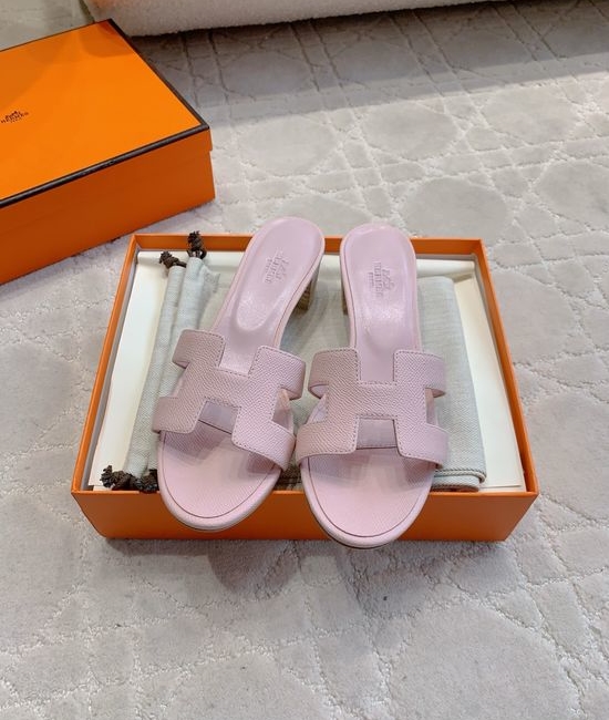 Hermes Classic Chunky Heel Comfort Slide Sandals