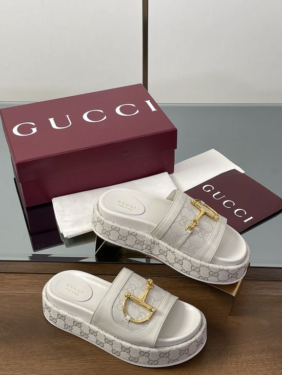 Gucci Thick Sole Slide Sandals with Rubber Comfy Sole