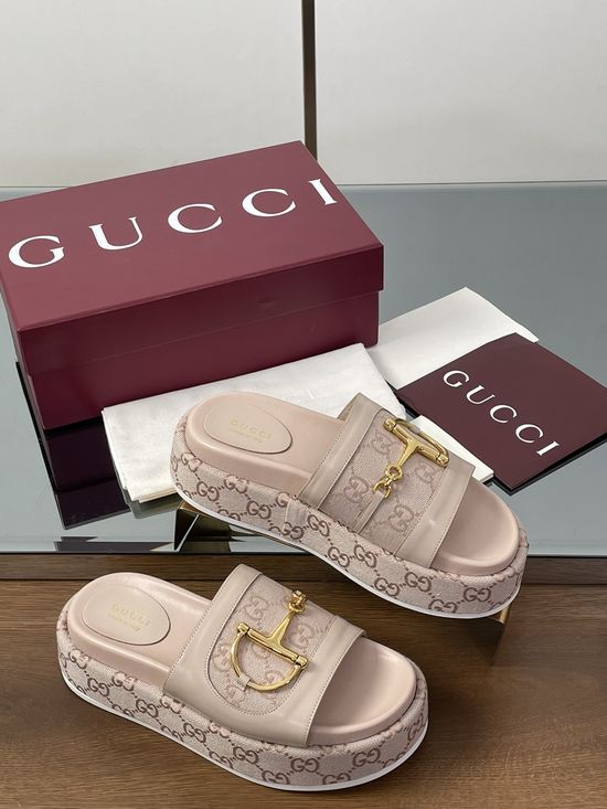 Gucci Thick Sole Slide Sandals with Rubber Comfy Sole