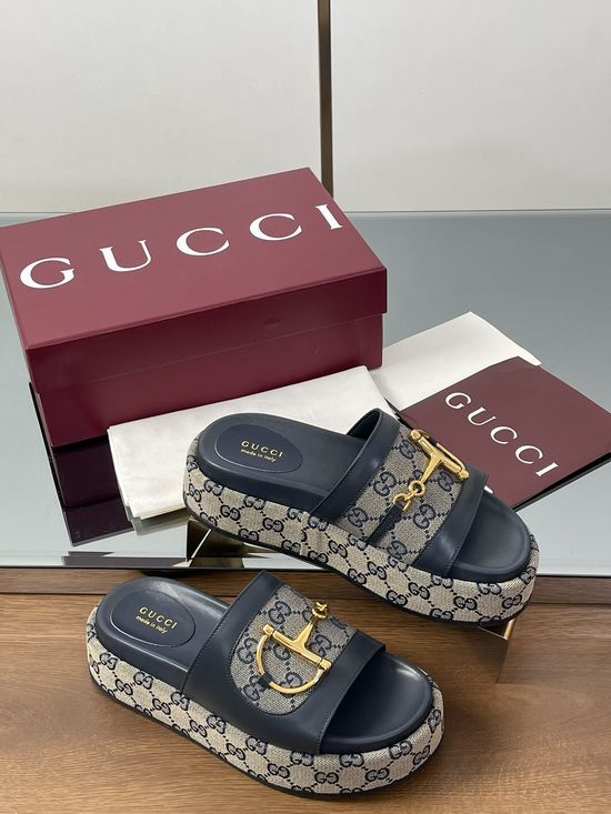 Gucci Thick Sole Slide Sandals with Rubber Comfy Sole