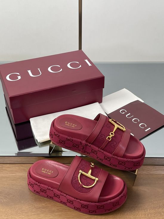 Gucci Thick Sole Slide Sandals with Rubber Comfy Sole