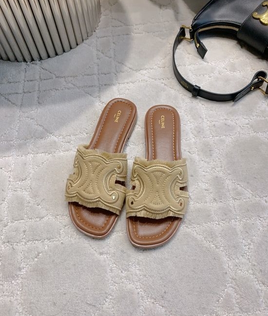 Celine Denim Flat Slide Sandals Casual Comfortable Versatile Daily Wear
