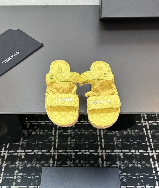 Chanel Woven Strap Quilted Pattern Casual Summer Slippers