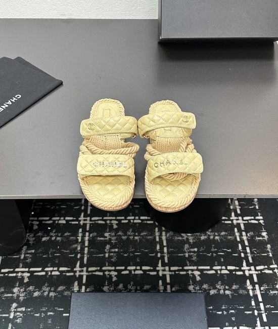 Chanel Woven Strap Quilted Pattern Casual Summer Slippers