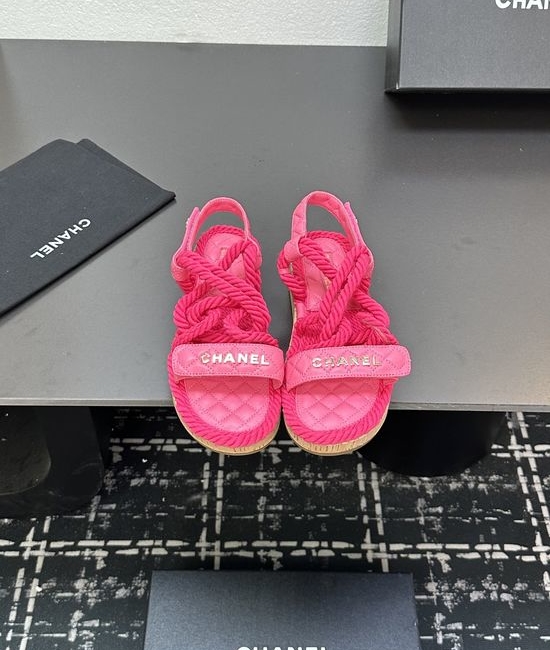 Chanel Woven Strap Quilted Pattern Summer Casual Slides