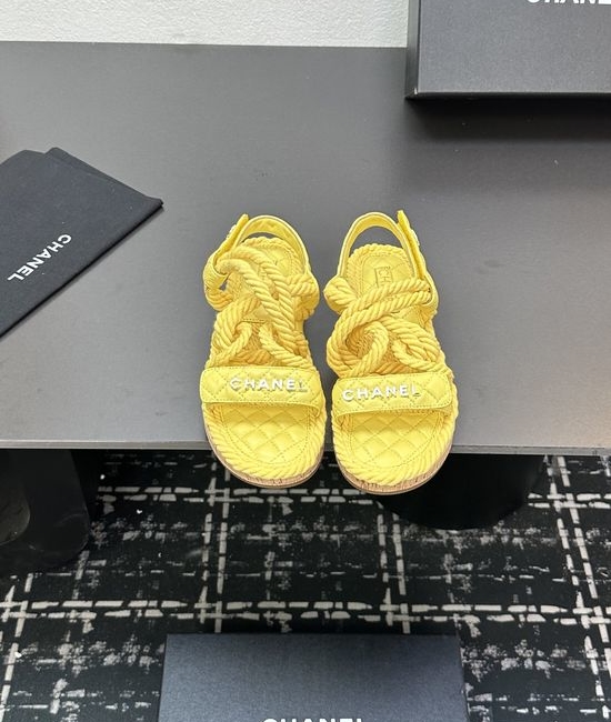 Chanel Woven Rope Platform Slides With Classic Quilted Detail