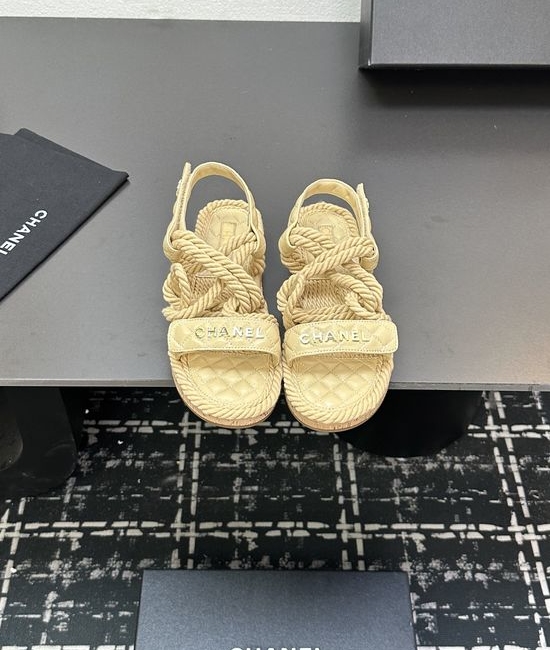Chanel Woven Rope Platform Slides With Classic Quilted Detail