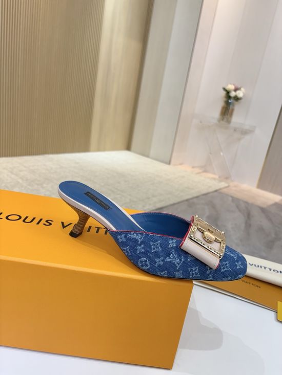Louis Vuitton Mid Heel Leather Sandals Premium Soft Lining Durable Leather Sole