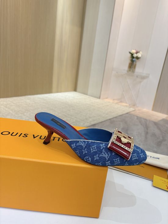 Louis Vuitton Mid Heel Leather Sandals Premium Soft Lining Durable Leather Sole
