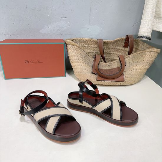 Loro Piana Cross Strap Platform Sandals Soft Comfortable For Summer