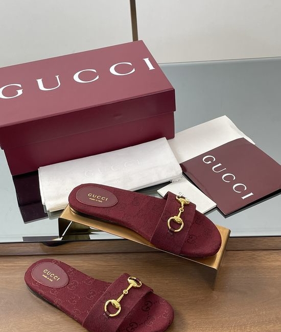 Gucci Horsebit Detail Printed Canvas Slide Sandals