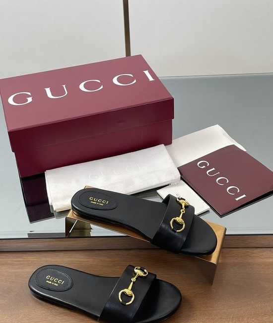Gucci Horsebit Detail Printed Canvas Slide Sandals